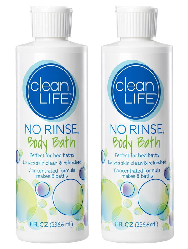 No-Rinse Body Bath, 8 fl oz, Rinse-Free Formula, Makes 8 Complete Baths Per Bottle (Pack of 2)