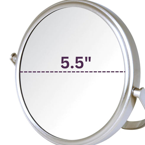 Model's Choice Two-Sided Tabletop Makeup Mirror - 5X Magnification & Swivel Design, Portable 5.5-Inch Diameter, Nickel