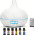 Xitangju Aromatherapy Essential Oil Diffuser, 550ml White Wood Grain Ultrasonic Humidifier with Remote