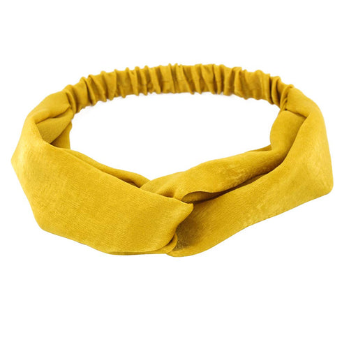 Yeshan Women's Criss Cross Silk Satin Headbands - Elastic Twisted Hair Band, Pack of 8