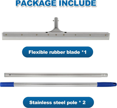 MHM's AquaSlide PushPro - 28-Inch Wide Heavy Duty Floor Squeegee for Industrial Cleaning