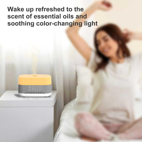 PRIBUY 300ml Essential Oil Diffuser with Bluetooth Speaker & Alarm Clock | Auto Shut-Off, Colorful Night Light, Timer