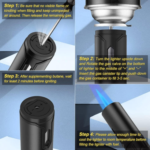 4 Pack Long Torch Lighter, Adjustable Refillable Multipurpose Lighter for Grill BBQ