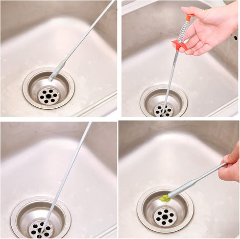 79 Inch Grabberable Pick-Up Tool, 4 Claws-Spring Pipeline Dredge Hook Cleaner for Sink Drain Cleaning