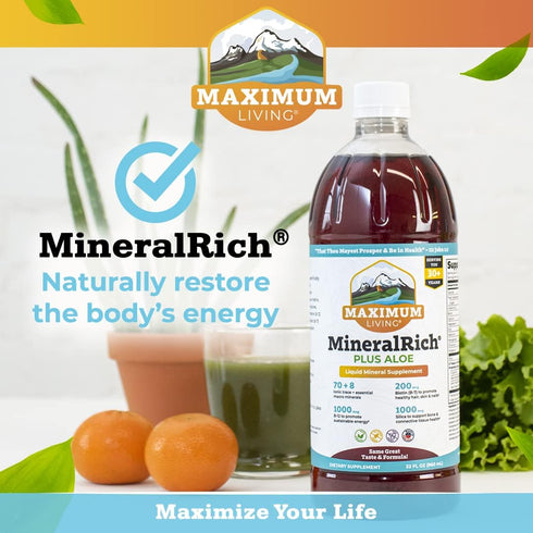 MineralRich Minerals Supplement with Aloe, Liquid Blend of Vitamins & Trace Minerals, 32 oz