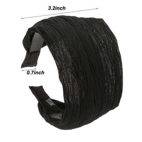 LONEEDY 5 Pack Wide Hard Headband with Teeth for Women & Girls, Pleated Cloth Fabric Hair Hoop