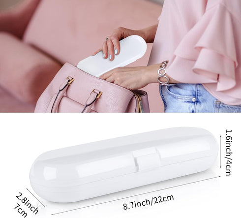 Fowecelt 2 Pack Electric Toothbrush Travel Case for Oral-B Pro, Portable Toothbrush Holder (White & Clear)