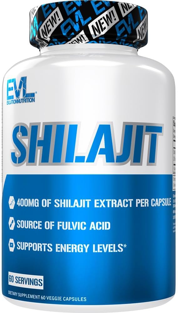Evlution Nutrition Shilajit Extract 400mg - Vegetarian Capsules for Energy Support, 60 Servings