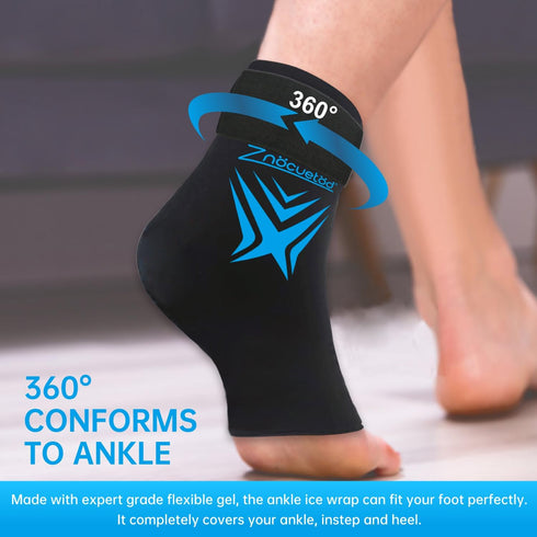 Ankle Ice Pack Wrap for Swelling, Reusable Gel Ice Pack for Injuries, Hot Cold Therapy Sock for Plantar Fasciitis Pain