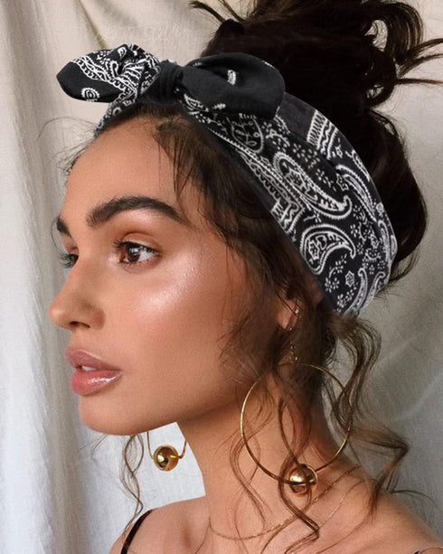 Huachi 12 Pack Bow Headbands for Women - Elastic Knotted Hair Band with Rabbit Ears, Cute Fashion Accessories