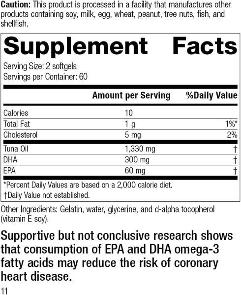 Standard Process Tuna Omega-3 Oil - Whole Food Support for Brain, Eye, Skin, and Hair Health, Gluten Free, 120 Softgels
