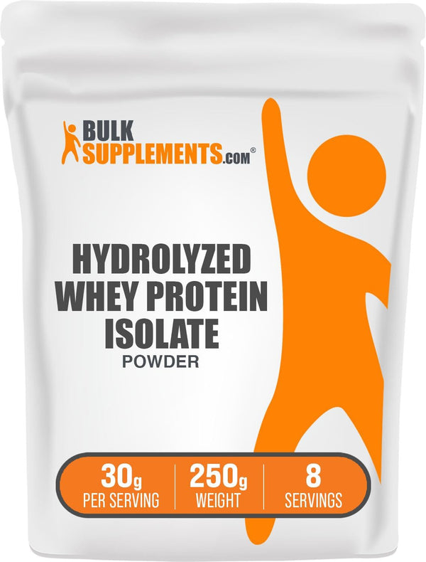 BulkSupplements.com Hydrolyzed Whey Protein Isolate Powder, Unflavored & Gluten Free, 250g (8.8 oz)