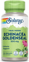 SOLARAY Echinacea Root & Goldenseal Root 500mg, 100 VegCaps, Healthy Immune & Respiratory Support