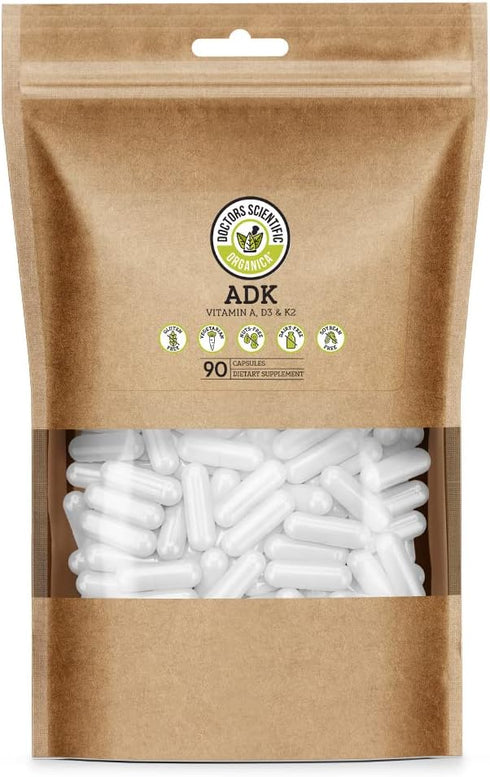Organica DSO: ADK Vitamin Supplement, Vitamin D3 K2 and A, 90 Capsules for Bone and Heart Health Support