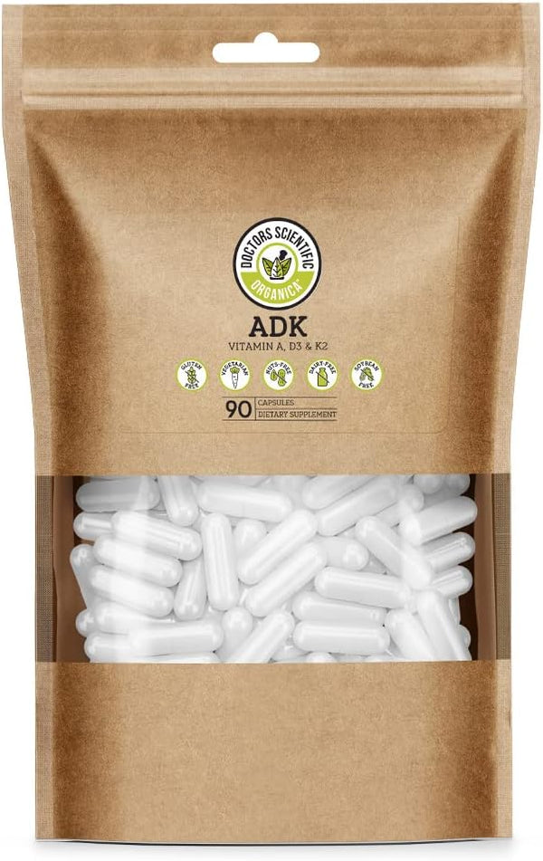 Organica DSO: ADK Vitamin Supplement, Vitamin D3 K2 and A, 90 Capsules for Bone and Heart Health Support