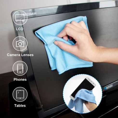 Microfiber Glass Detailing Cleaning Cloths - 10 Pack (12" x 12") - Streak Free, Lint Free for Windows, Mirrors, Screens