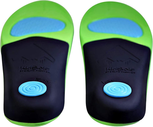 KidSole Stealth Fighter High Arch Support Insole - Slim Profile, Soft Memory Foam for Kids Size 5-9