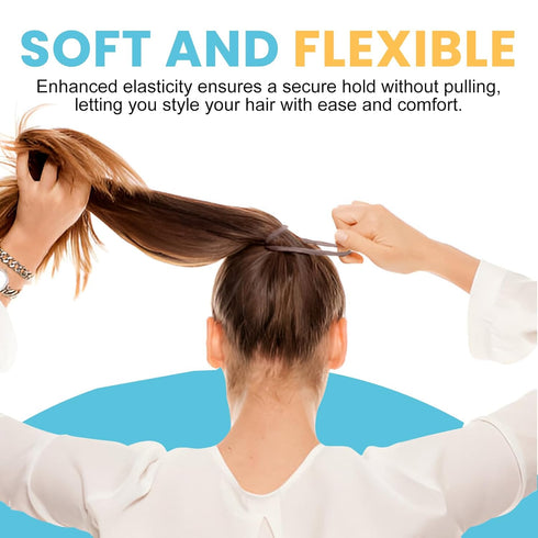 HOYOLS Large Fabric Hair Ties, 100 Pcs Soft Gentle Bands for Thick Curly Hair, Caramel