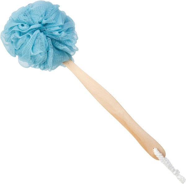 Loofah Back Scrubber for Shower, Wooden Handle Bath Sponge, Soft Nylon Mesh Back Cleaner, Body Brush for Women