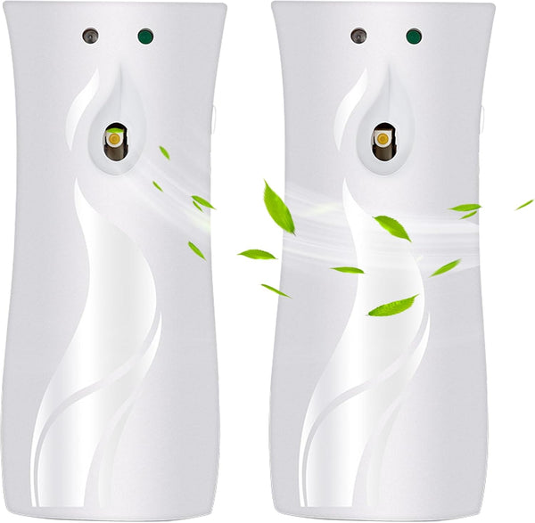 (2-Pack) Automatic Fragrance Dispenser, Air Freshener Spray Dispenser, Wall Mounted or Standing, White