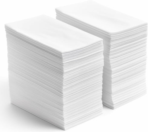 Linen Feel Disposable Napkins - Hand Towels for Bathroom, Weddings, Parties, Dinners, White, 200 Pack