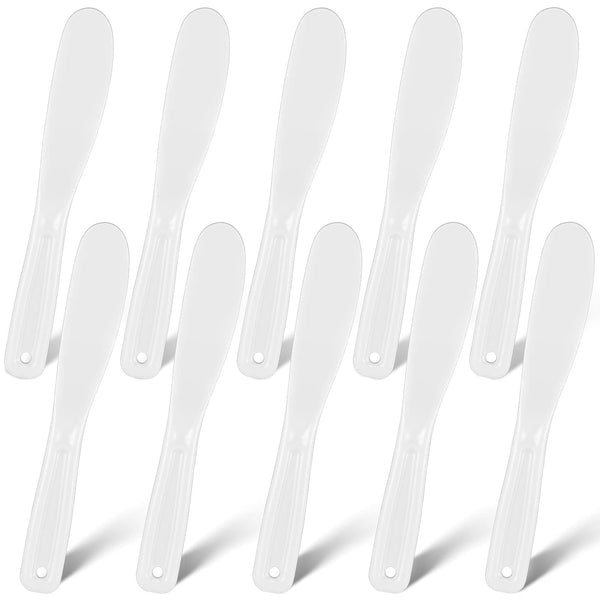10 Pcs Plastic Cosmetic Spatula, Jelly Mask Applicator, Disposable Skincare Lotion Spatulas for Facials (White)