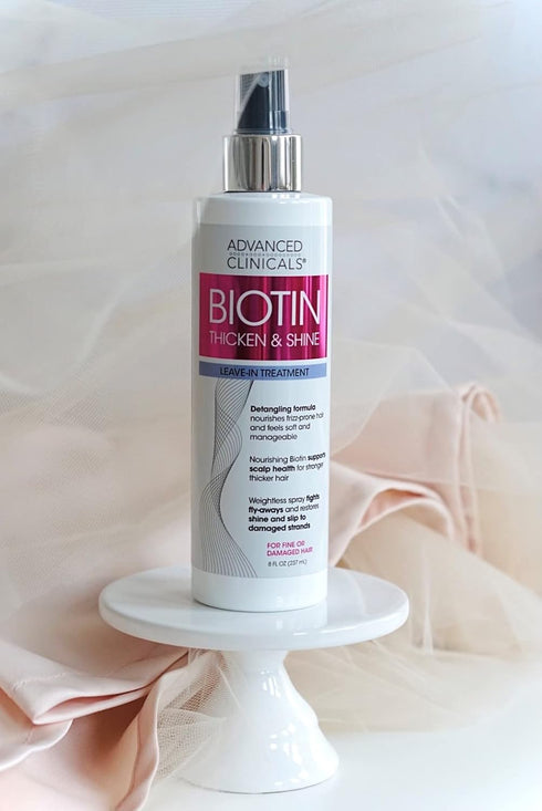 Advanced Clinicals Biotin Hair Spray 8 Fl Oz, Thicken & Shine Leave-In Treatment for Fine, Damaged Hair