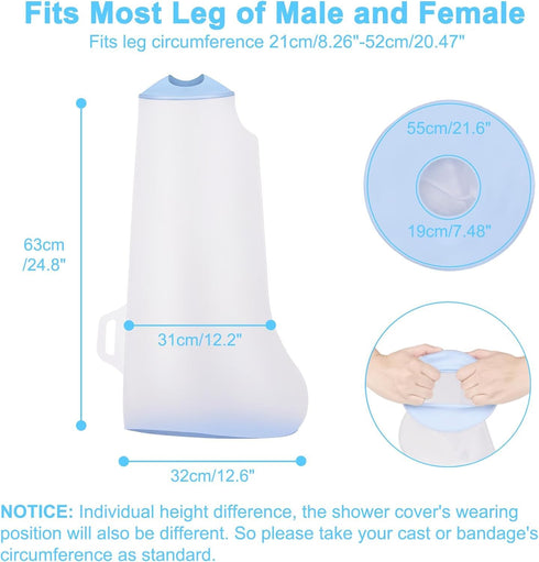 Non-Slip Cast Covers for Shower Leg Adult Short Leg Cast Bag Keep Bandage Dry Reusable Shower Boots for Foot, Knee