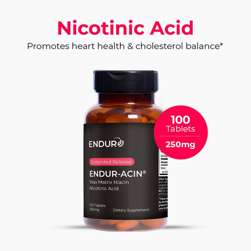ENDUR-ACIN Niacin, Heart Health & Healthy Cholesterol Balance Supplement, 250mg, 200 Tablets