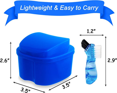Dental Retainer Cup Holder, Mouthguard Cleaning Case with Strainer Basket for Travel Cleaning - Dark Blue