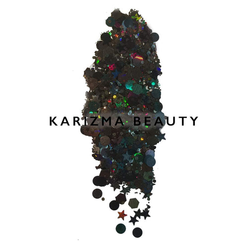 KARIZMA Backstage Black Glitter, 10g Chunky Face Glitter, Hair Glitter, Eye Glitter, Body Glitter for Women, Festival
