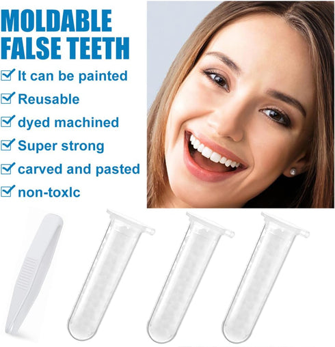 Tooth Repair Kit, Fake Teeth Replacement Kit - Moldable Thermal Fitting Beads for Filling Fix Missing and Broken Tooth or Adhesive Denture Fake Teeth