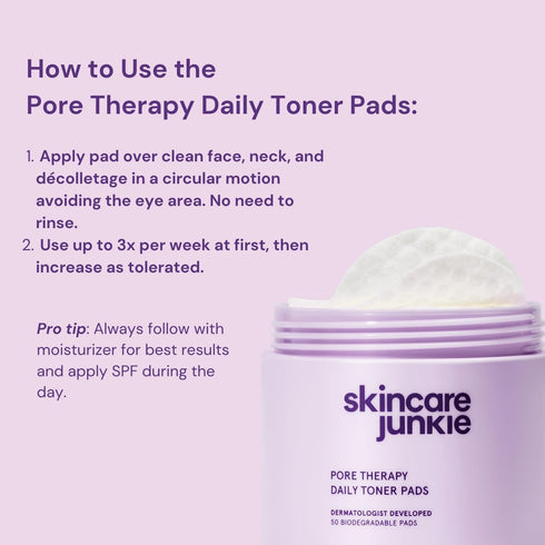 Pore Therapy Daily Toner Pads - Exfoliates Pore-Clogging Dead Skin Cells, Fragrance-Free, for Normal to Oily Skin