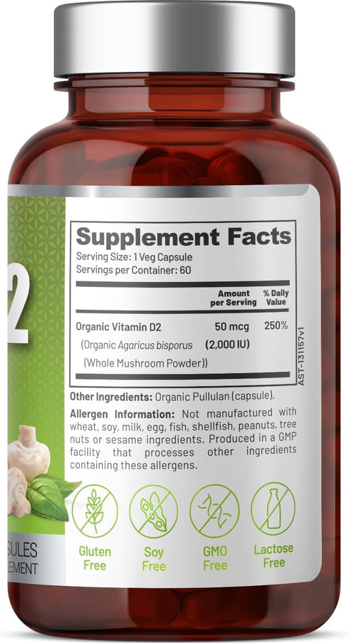 Organic Vegan Whole Food Vitamin D2, 2000 IU (50 mcg) (1)