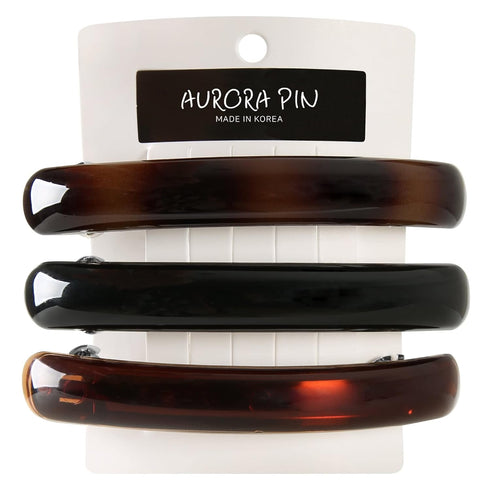 Stylish Tortoise Shell Hair Clip, Set of 3 Barrettes for Updo, Bun, Ponytail, Strong Accessory