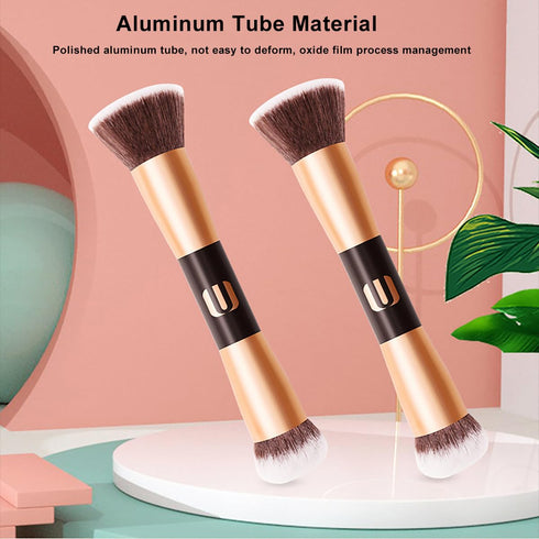 Face Foundation Brush, 2in1 Double Ended Makeup Brushes for Blush, Loose Powder, Liquid, and Cream Cosmetics