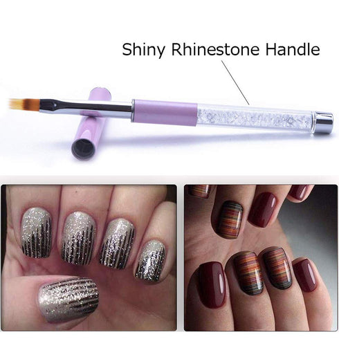 SILPECWEE 3Pcs Acrylic Nail Brush Set, UV Gel Nail Ombre Brush, Double-Head Sponge Pen for Nail Art