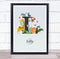 The Card Zoo Jungle Animals Initial L Baby Birth Details Nursery Christening Gift Print