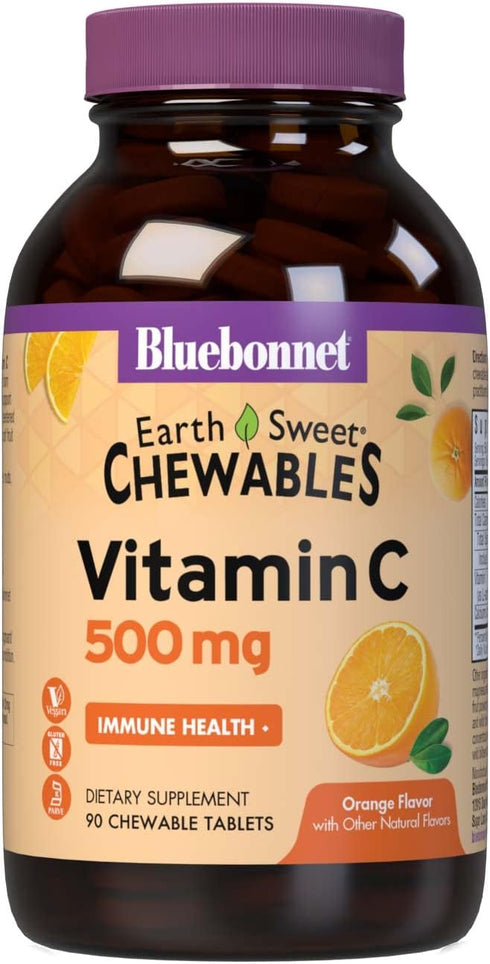 Bluebonnet Nutrition EarthSweet Vitamin C, 500 mg, Powerful Antioxidant Protection, 90 Chewable Tablets