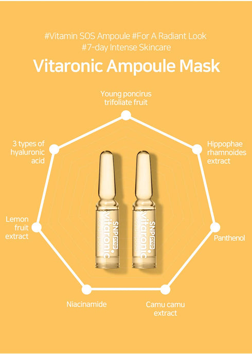 Snp Vitaronic SOS Ampoule, 1 Week Facial Supply for All Skin Types, Nourishing and Moisturizing, 7 Vials - 1.5ml
