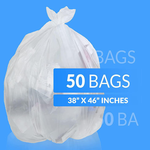 Reli. SuperValue 40-45 Gallon Trash Bags | 50 Count | Made in USA | Heavy Duty | Clear Multi-Use Garbage Bags by Reli.