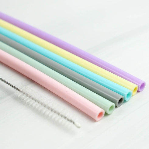 Silicone Straws Reusable Drinking Straw Pack of 6, Soft Beverage Water Drink Straws for 30oz and 20oz Tumblers,
