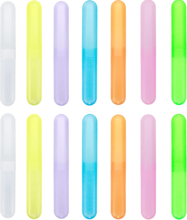 14 Pcs Portable Travel Toothbrush Case - Matte Translucent Toothbrush Storage Box, Multicolored Container