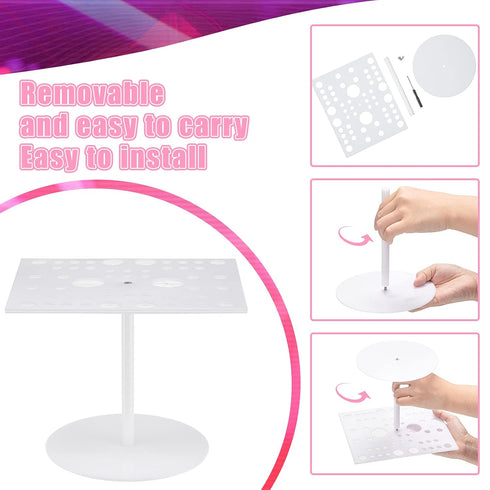 54 Holes Acrylic Brush Holder, Collapsible Makeup Brush Dryer Stand for Makeup Lovers (White)
