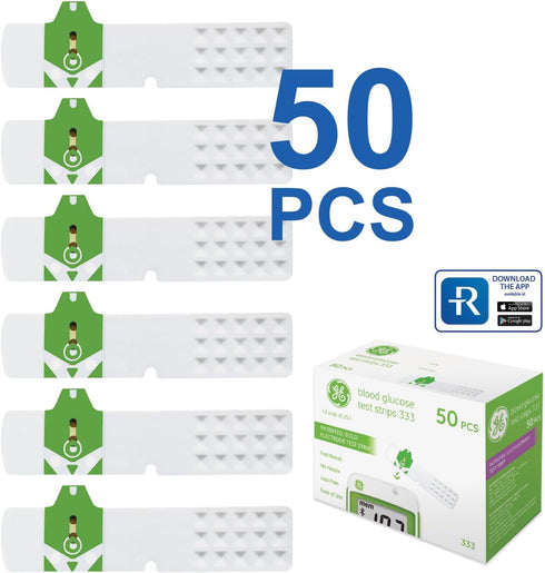 GE333TS Blood Glucose Test Strips | 50-Count Pack |Gold Electrodes|Patented Test Strip Structure