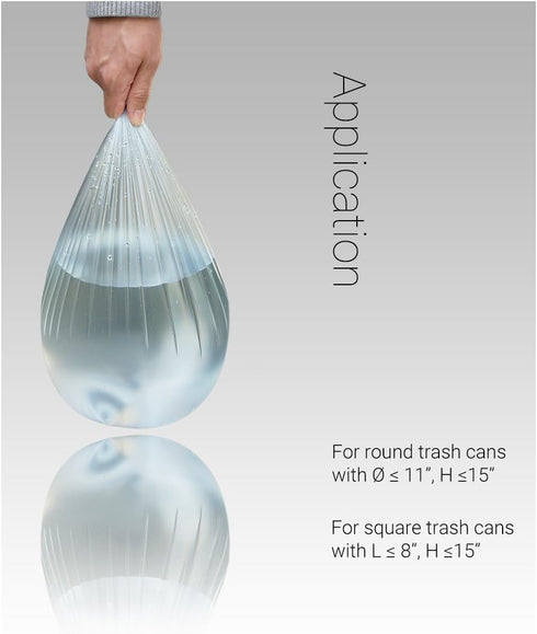 Clear Small Trash Bags, 4 Gallon Garbage Bags with Simple-Illustration Aesthetic Drawing, 100 Count, Quick-Dispense