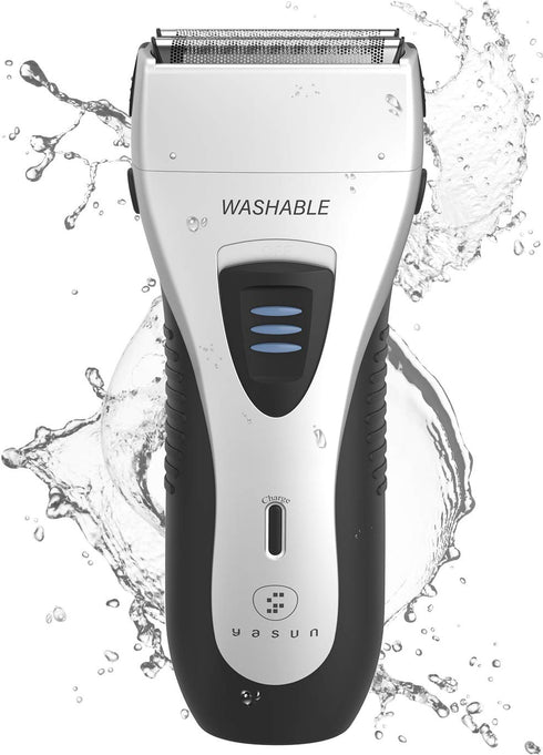 YASUN Foil Shaver, Electric Razor, Wet/Dry Waterproof, Cordless Rechargeable Mens Razor, Silver & Black