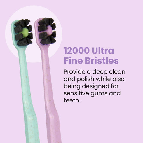 Lindo EcoCare Polishing Toothbrush - Charcoal Infused Bristles & Biodegradable Handle, Pack of 4