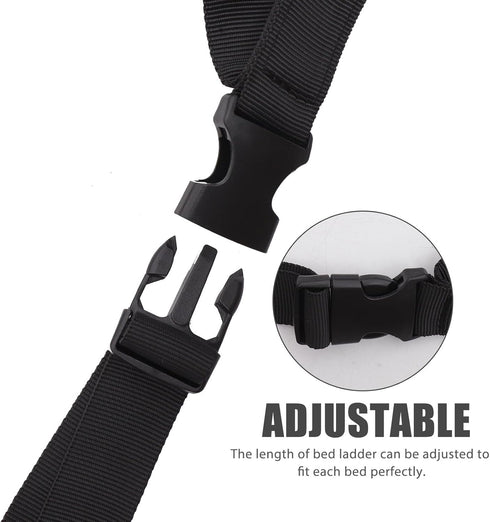 Mikinona Adjustable Bed Ladder Assist Strap for Elderly and Disabled Black Bed Pull up Belt with Handles Patient