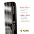 Kent OT Black Graphite Pocket Comb - Handmade Fine and Wide Tooth Hair Comb for Men, Women, Kids
